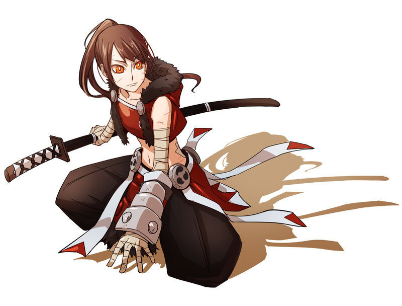 Anime Girl with Swords — Brown, Aggressive