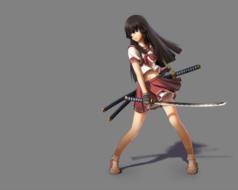 Anime Girl with Swords — Gray, Neutral