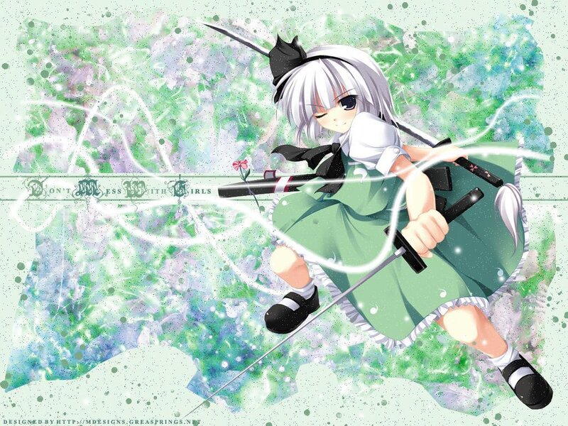 Anime Girl with Swords — Green, Dynamic