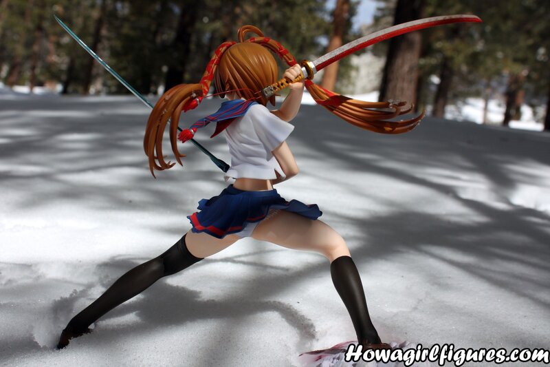 anime girl with swords in snow