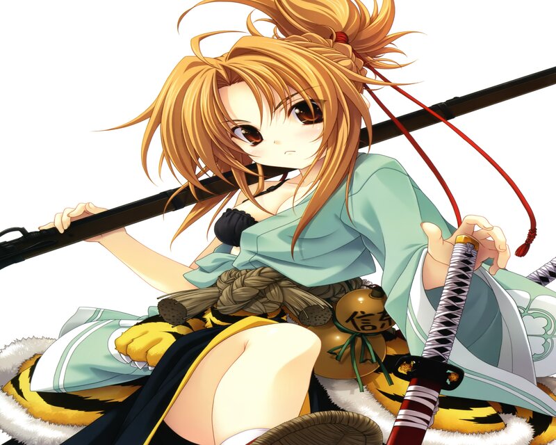 Anime Girl with Swords — Orange