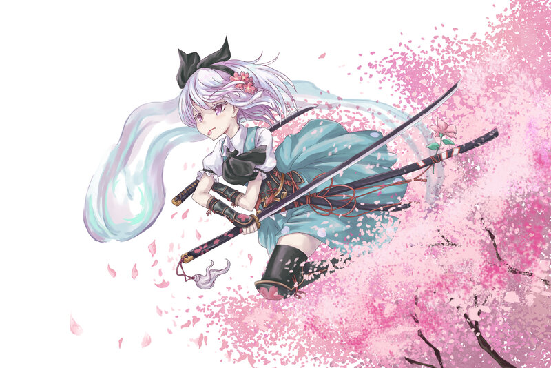 Anime Girl with Swords — Pink, Dynamic