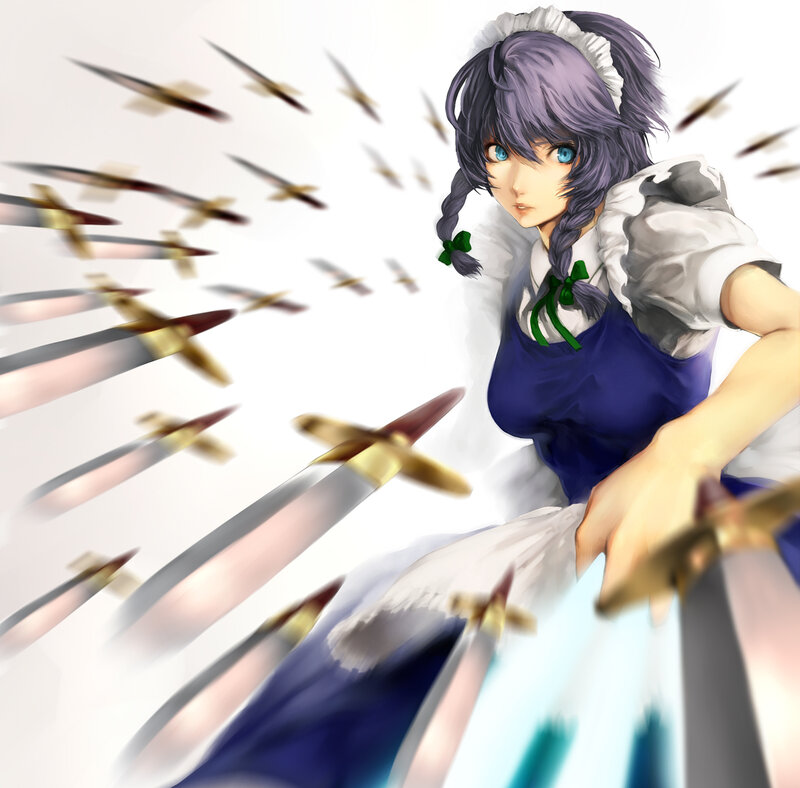 Anime Girl with Swords — Purple, Action