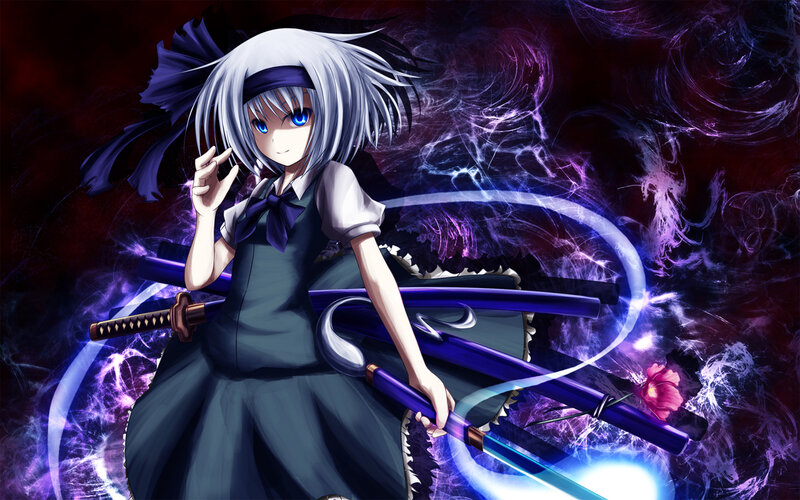 Anime Girl with Swords — Purple, Dramatic, Purple Energy