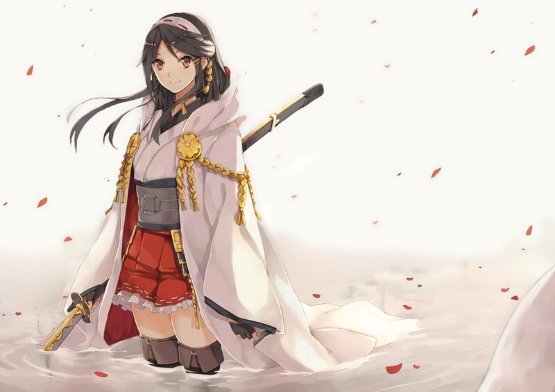 Anime Girl with Swords — White, Calm