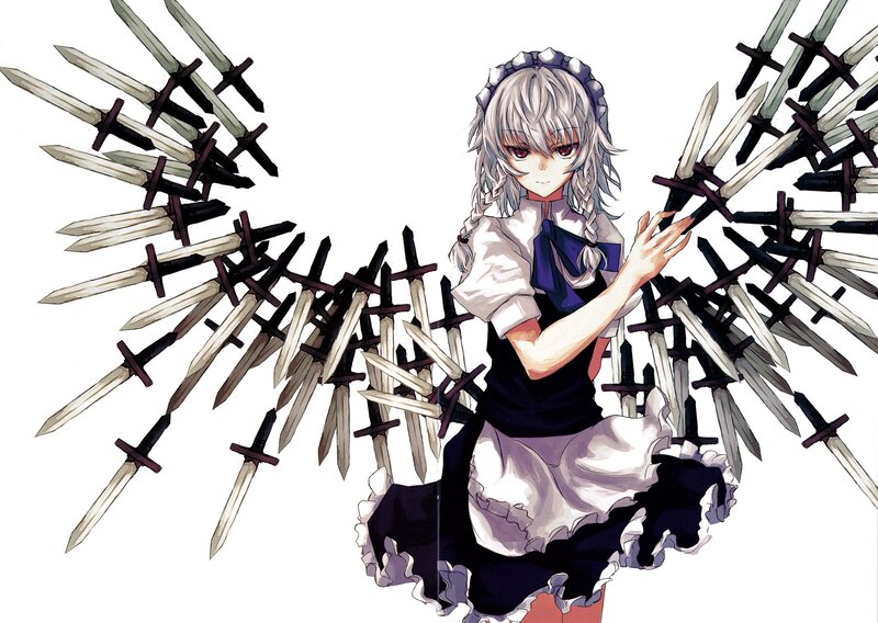 Anime Girl with Swords — White, Dramatic, Manga, Dress