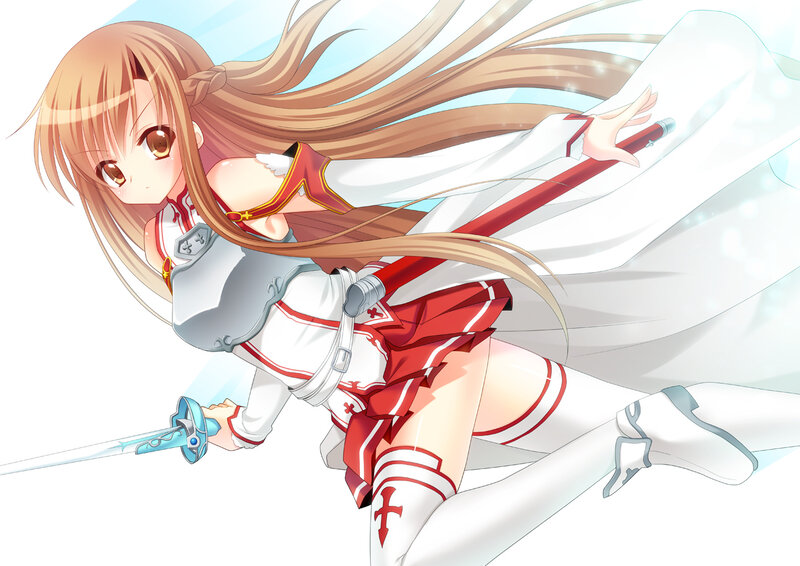 Anime Girl with Swords — White, Dynamic, White Cape