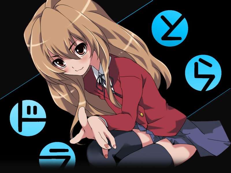 anime girl with symbols