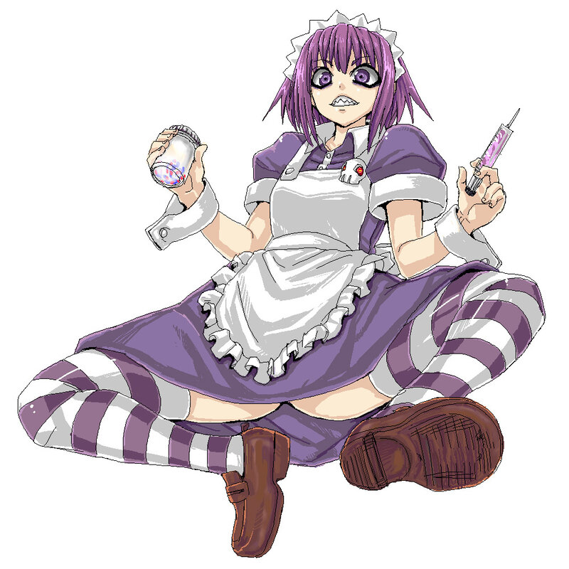 anime girl with syringe and jar