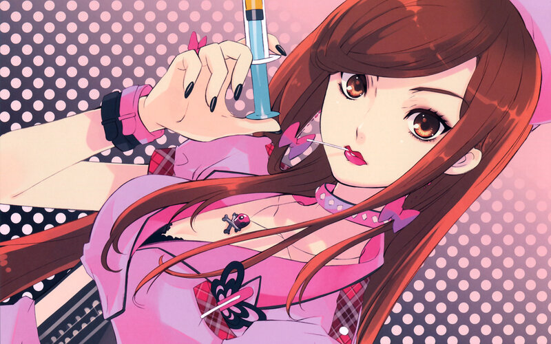 Anime Girl with Syringe — Pink, Dramatic, Manga