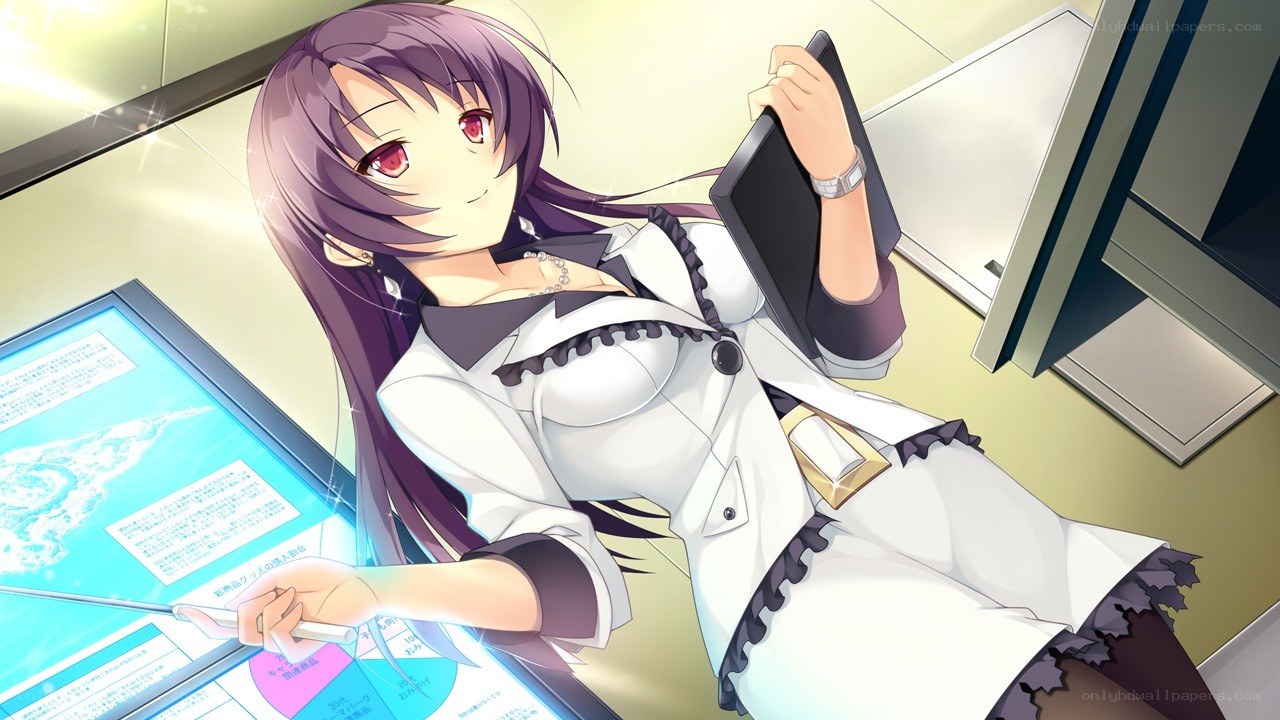 anime girl with tablet