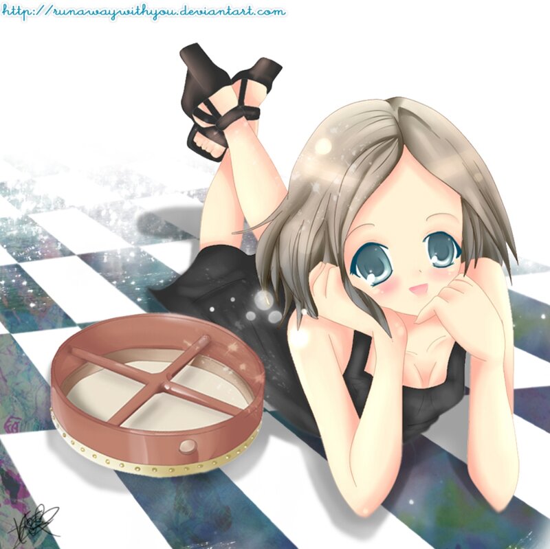 Anime Girl with Tambourine