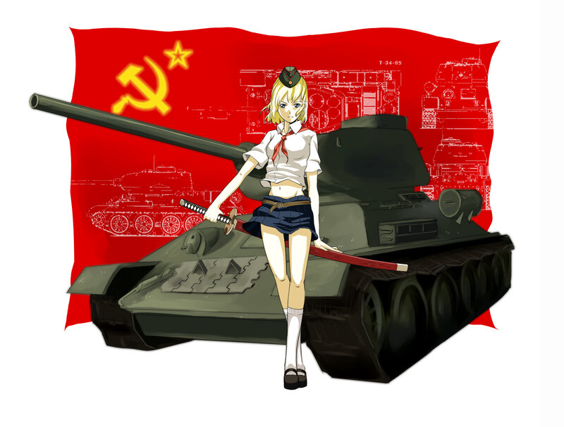 Anime Girl with Tank — Red
