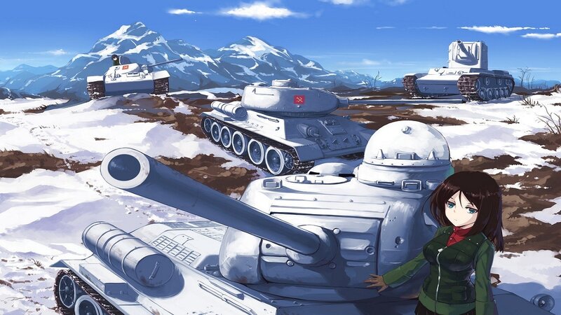 Anime Girl with Tanks — White