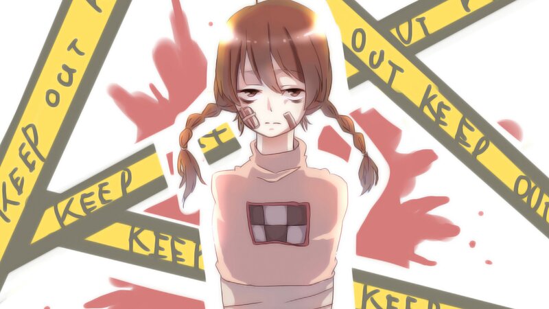 anime girl with tape on face