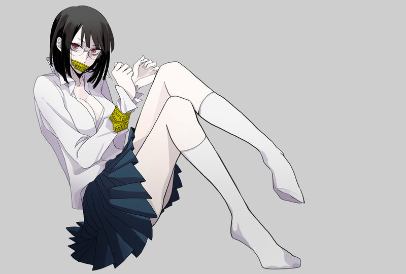 anime girl with tape
