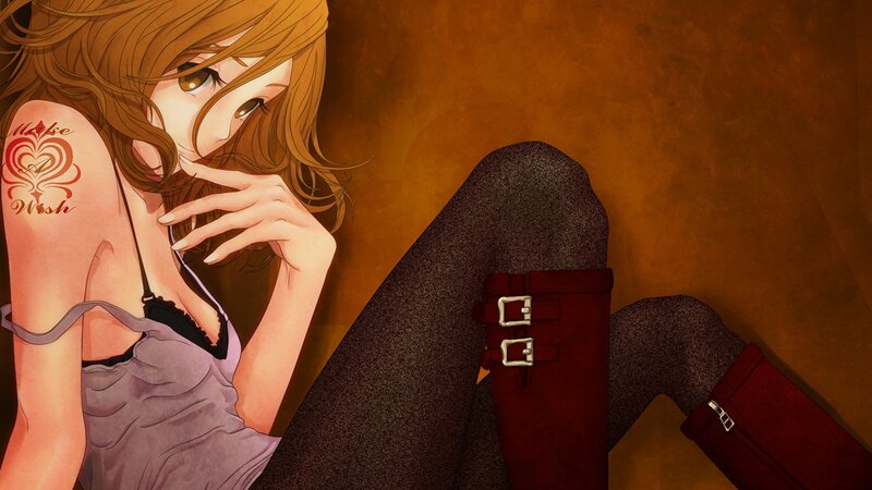 anime girl with tattoo