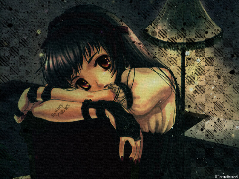 anime girl with tattoo