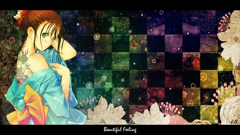 Anime Girl with Tattoo — Blue