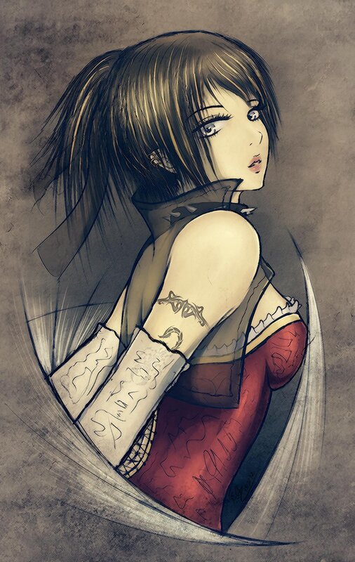 anime girl with tattoos