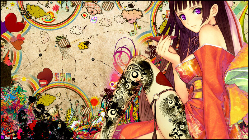anime girl with tattoos