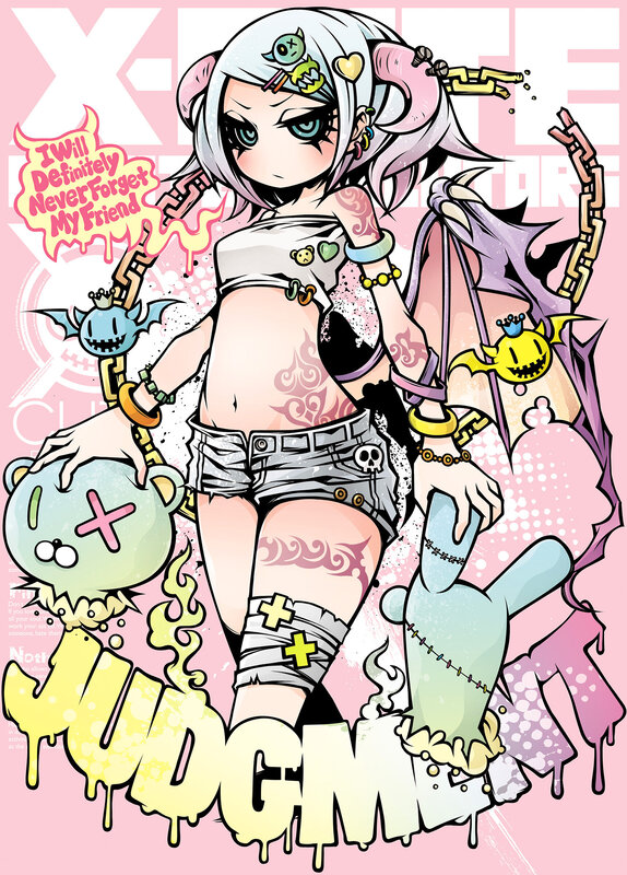 Anime Girl with Tattoos — Pink