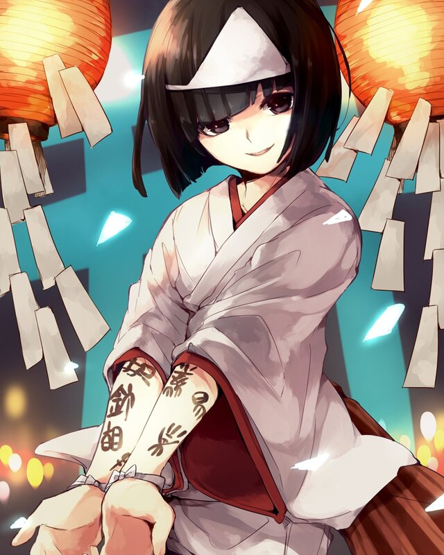 Anime Girl with Tattoos — White