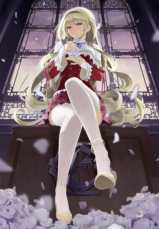 anime girl with tea