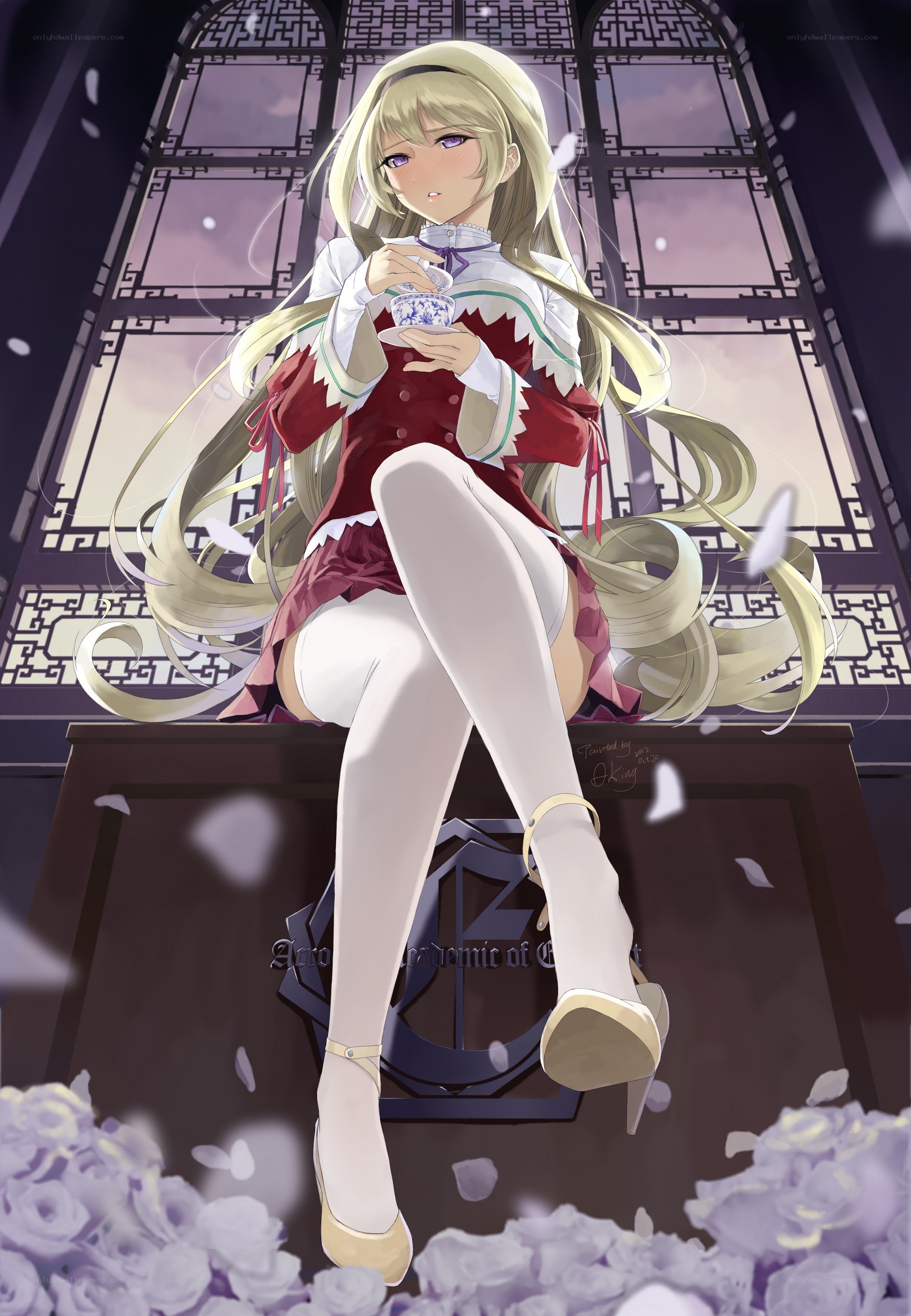 anime girl with tea