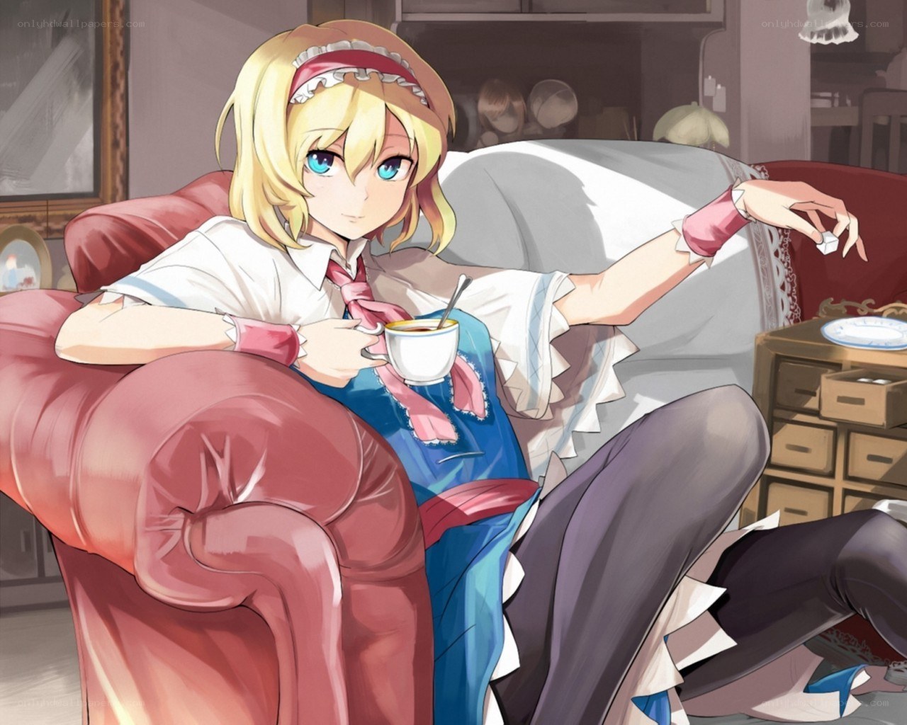 Anime girl with tea