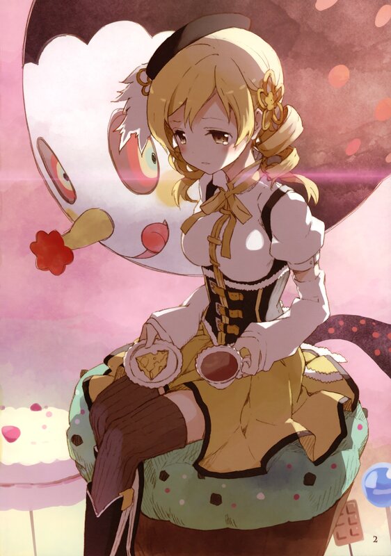 anime girl with tea and cookies