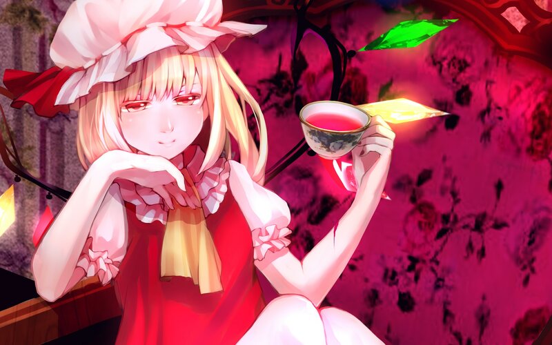 anime girl with tea cup