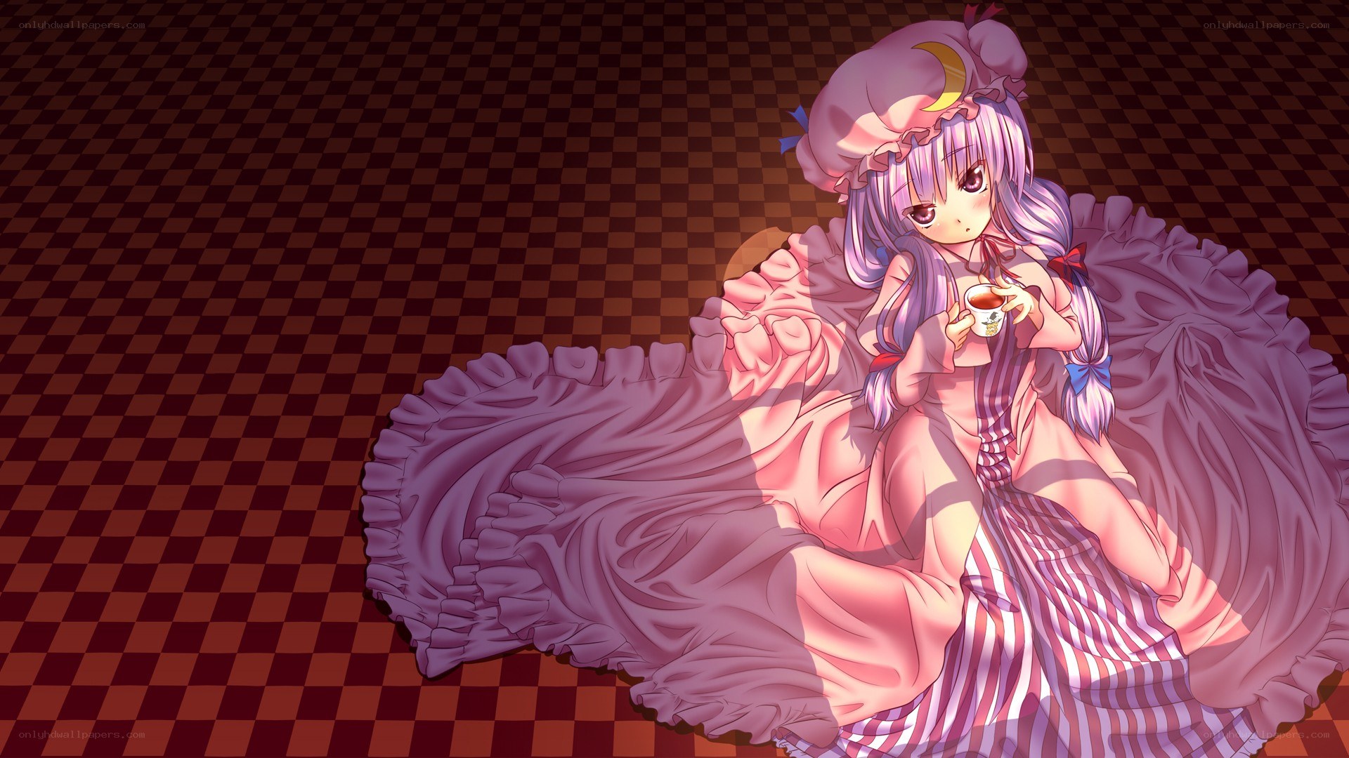 anime girl with tea cup
