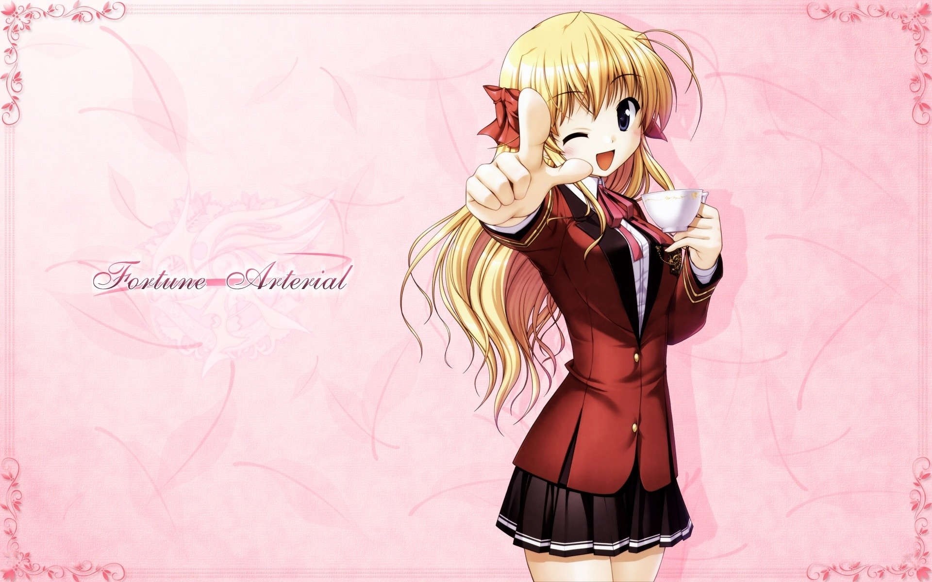 anime girl with tea cup