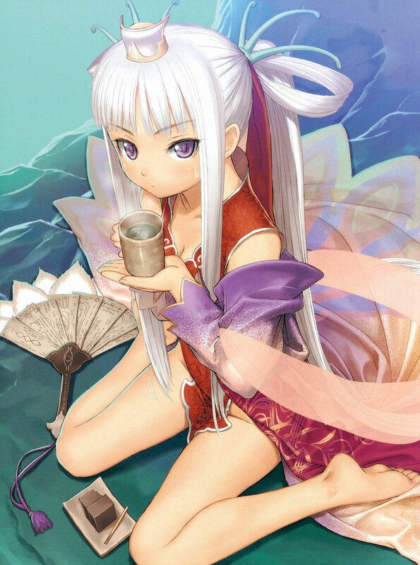 anime girl with tea