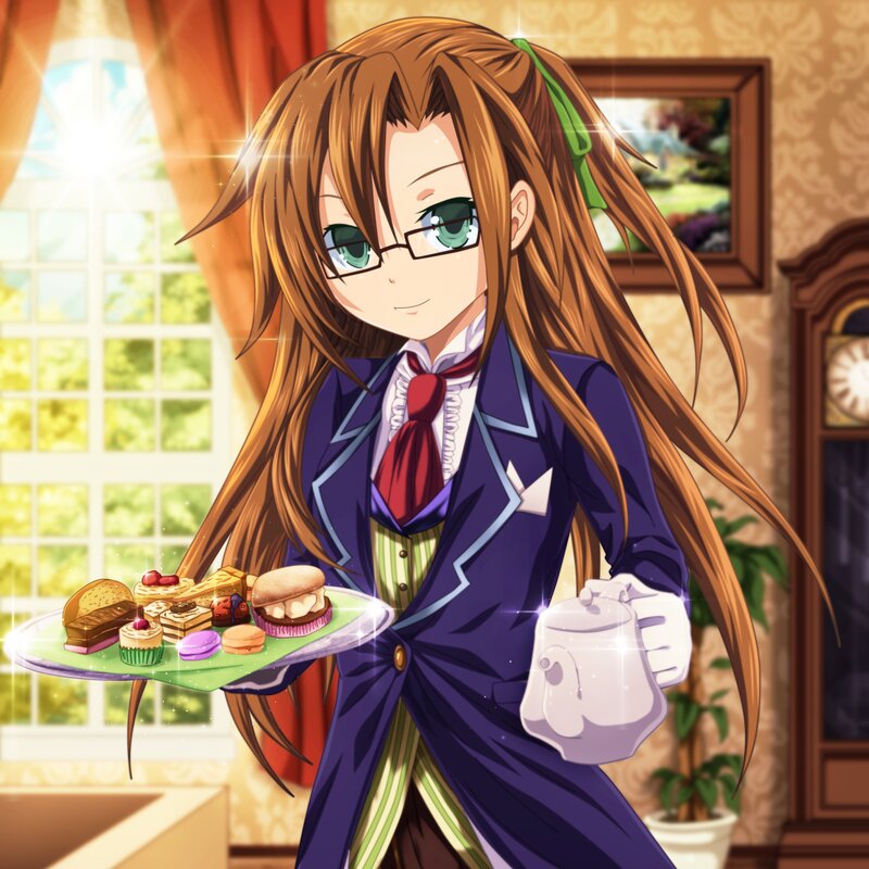 Anime Girl with Tea Tray — Brown
