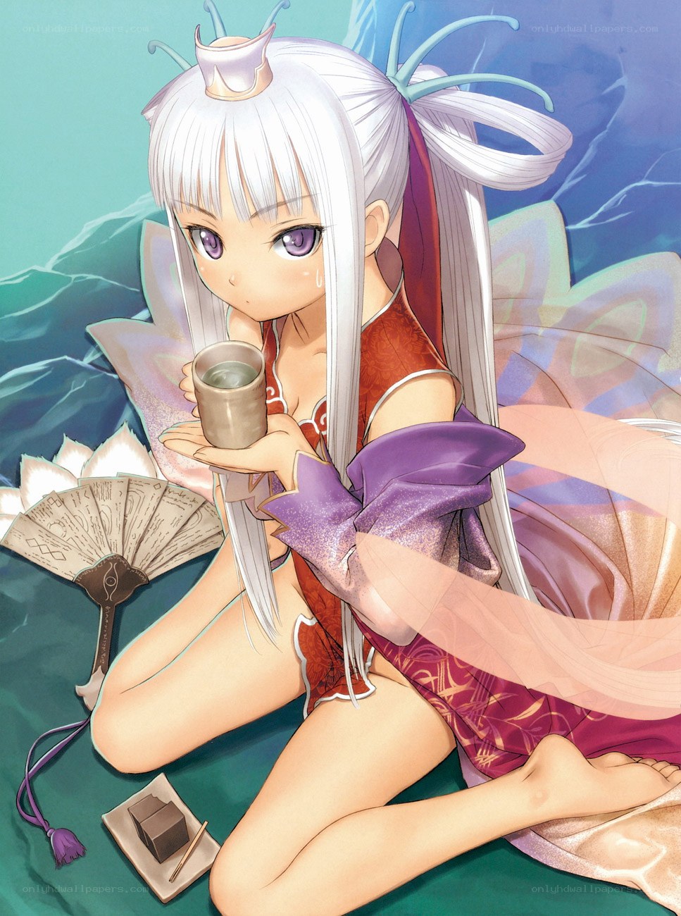 anime girl with tea
