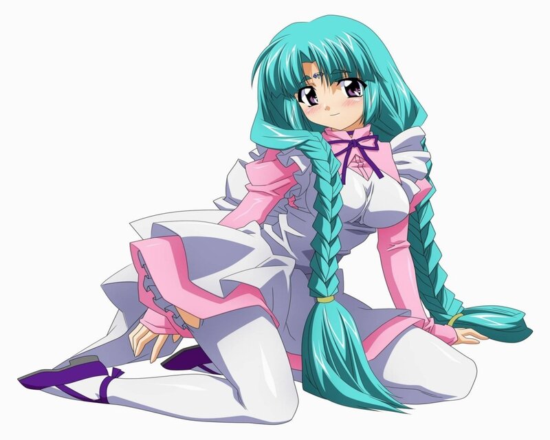 anime girl with teal hair
