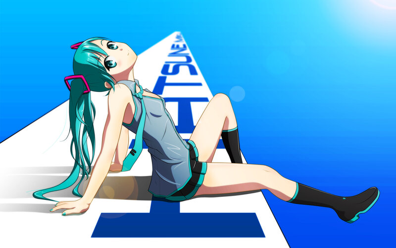 Anime Girl with Teal Hair — Blue, Calm