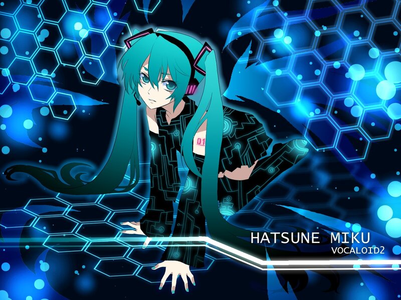 Anime Girl with Teal Hair — Blue, Futuristic