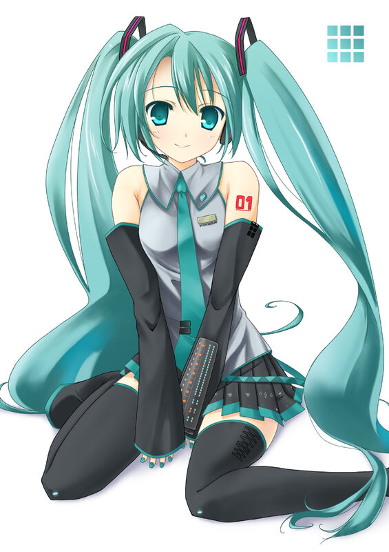 Anime Girl with Teal Hair — Calm, Digital Art, Microphone, Skirt