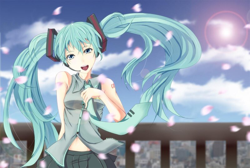 Anime Girl with Teal Hair — Cyan, Cheerful
