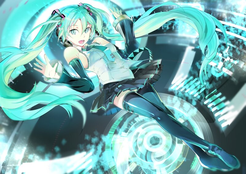 Anime Girl with Teal Hair — Cyan, Dynamic, Digital Art, Headset