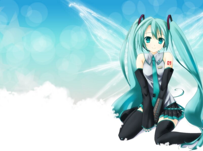 Anime Girl with Teal Hair — Cyan, Serene