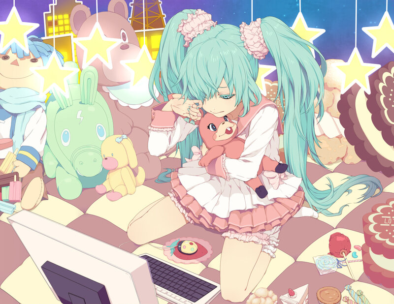 Anime Girl with Teal Hair — Cyan, Whimsical