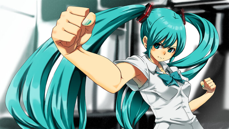 Anime Girl with Teal Hair — Determined