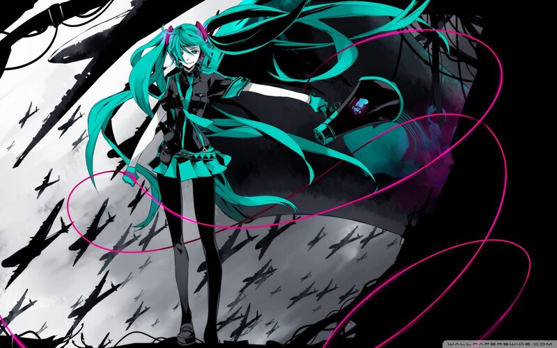 Anime Girl with Teal Hair — Dramatic, Digital Art, Airplanes, Microphone