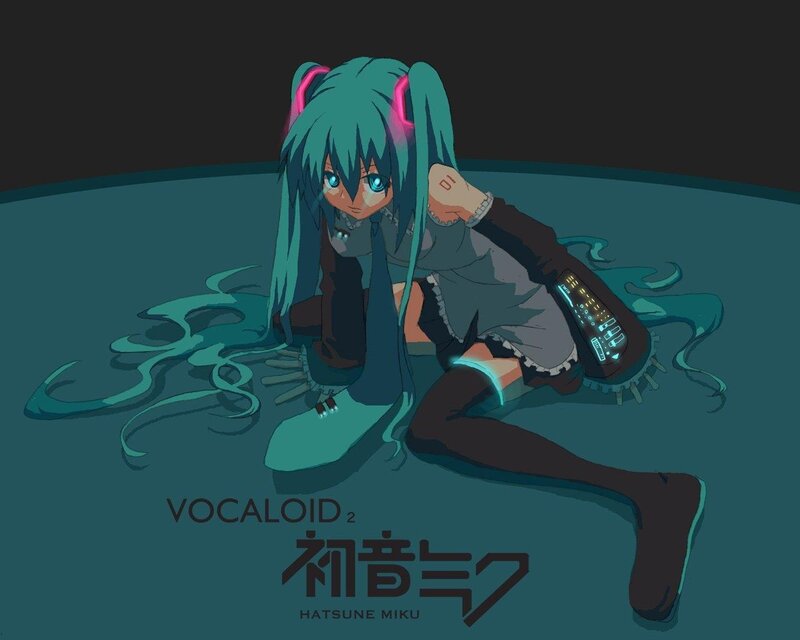 Anime Girl with Teal Hair — Dramatic, Digital Art, Long Hair, Pigtails