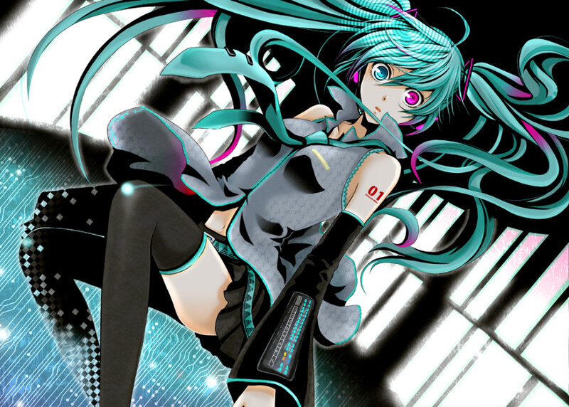 Anime Girl with Teal Hair — Dramatic, Long Hair