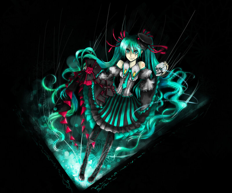 Anime Girl with Teal Hair — Dramatic, Night